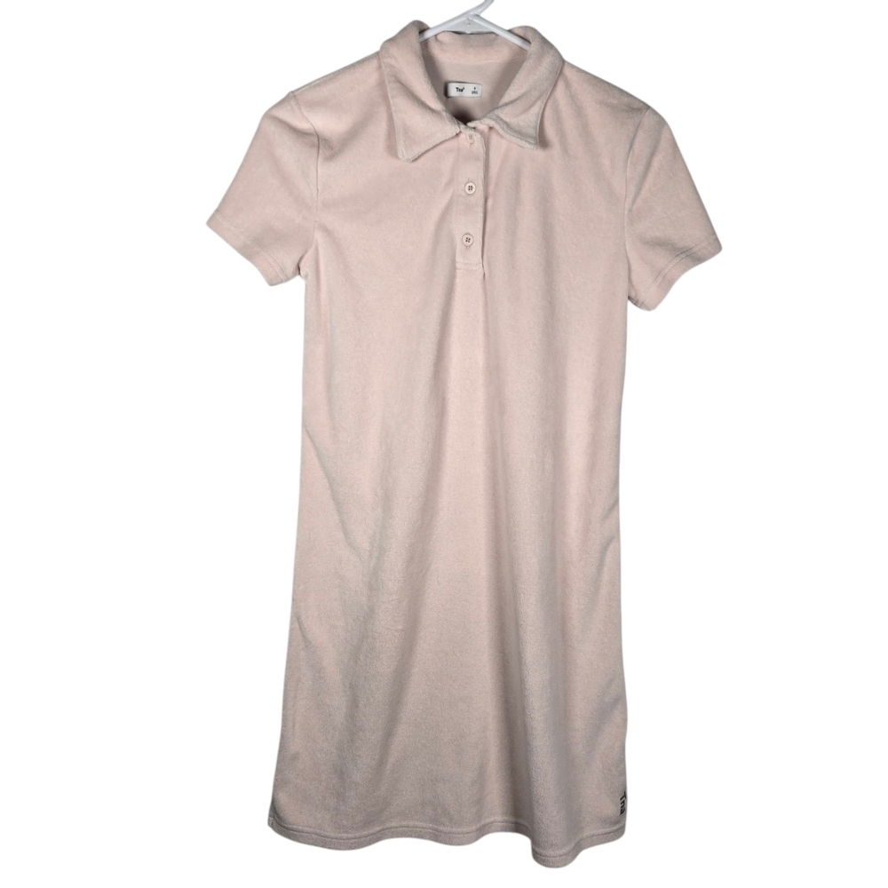 Aritzia Tna Women's Light Pink Terrycloth Short Sleeve Mini Yale Dress Small